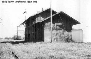 CB and Q Depot in Brunswick Nebraska, 1969